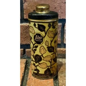 Vintage Lilac Talcum Powder Tin Palmolive Lithographic Advertising Tin‎